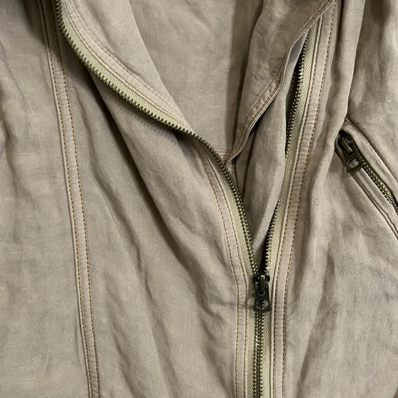 Lucky Brand Tan Linen Blend Moto Jacket. Small - Picture 5 of 6
